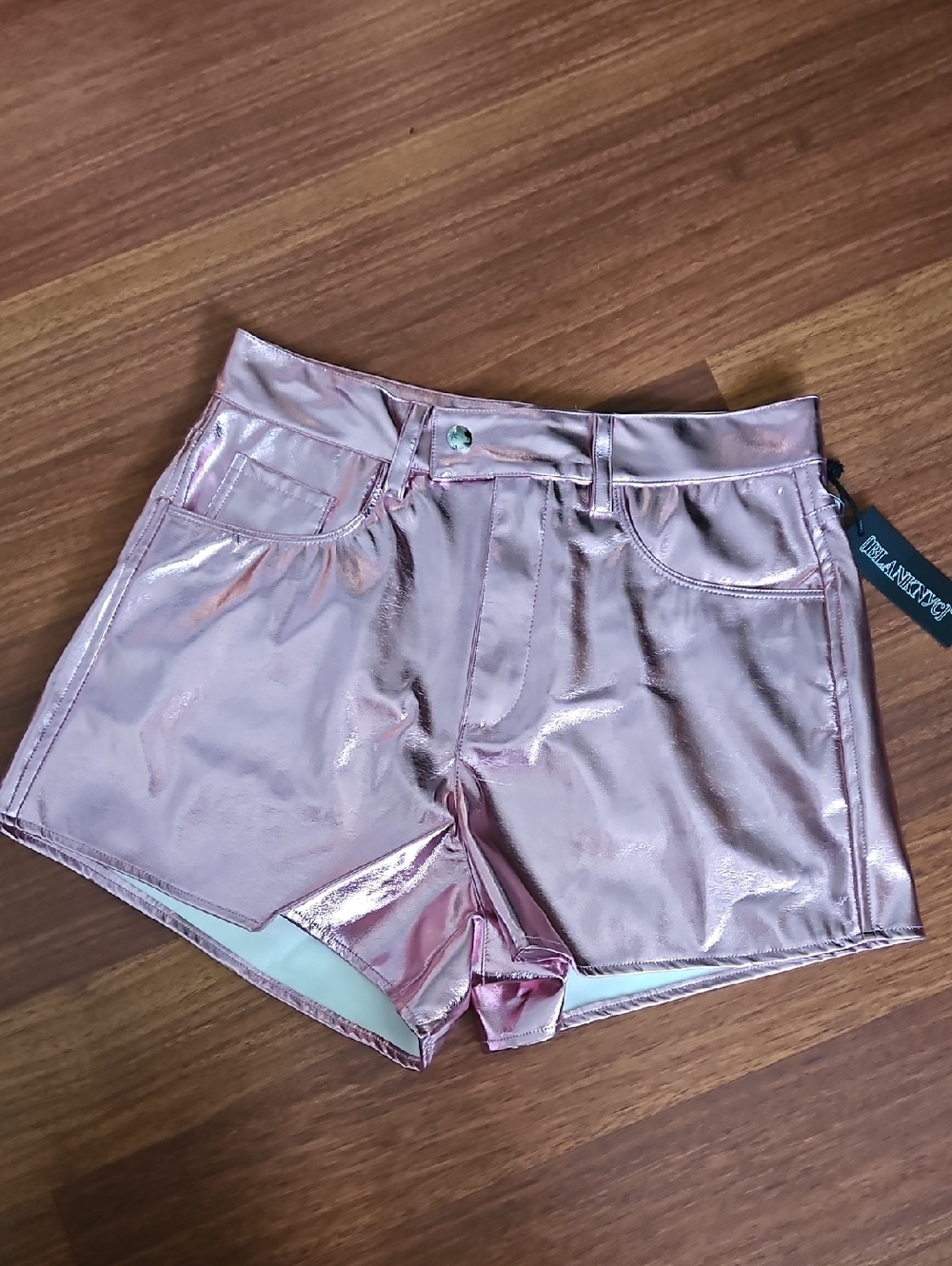 [BLANKNYC] High Rise Pink Metallic Shorts Country Contemporary Flare Size 26